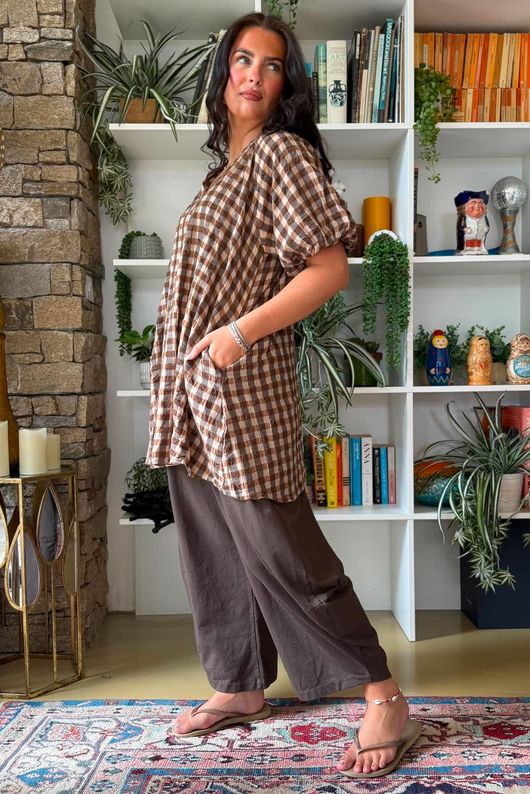Bibi Gingham Pocket Tunic Naturals